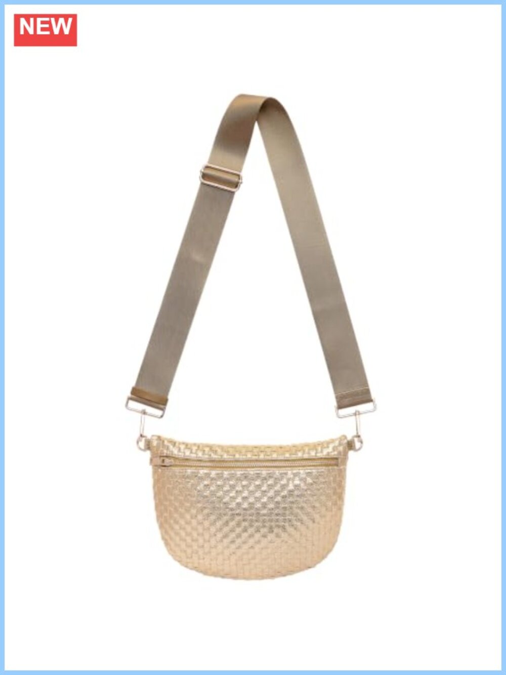 Woven Crossbody Bag Vegan Leather Checkered Fanny Pack Women